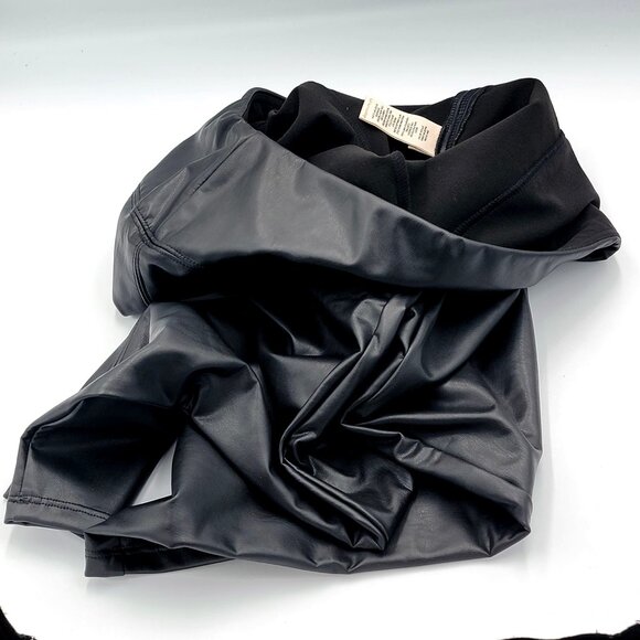 Soft Surroundings Black Faux Leather Pull-On Leggings High-Waisted  Size PM - Picture 11 of 12